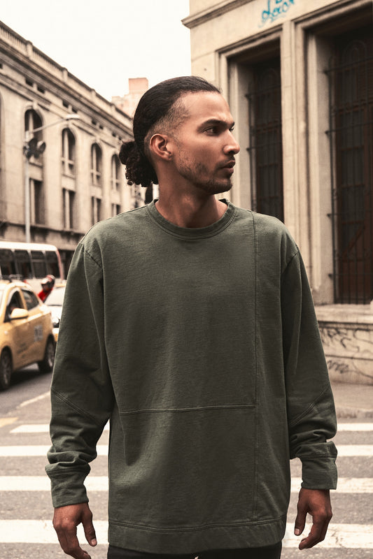 Buzo Tokio Verde Militar 100% Algodón Relaxed Fit
